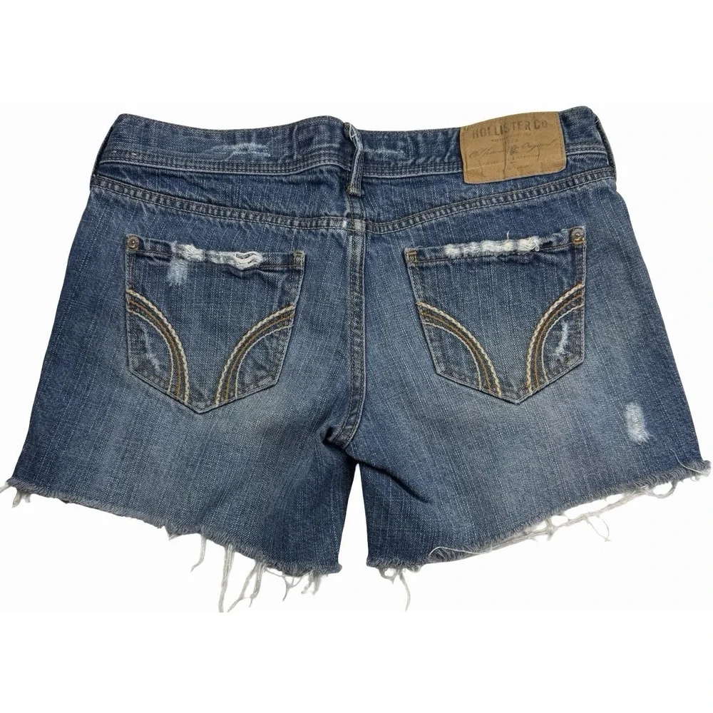 Y2K Hollister Distressed Denim Shorts Size 1 Low Rise Frayed Cutoff Festival
